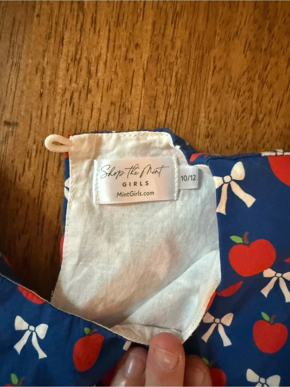 Girls Blue Apple-Print Scallop Set